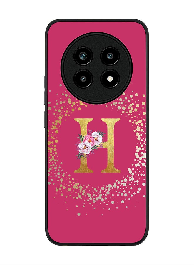 For Realme 13 Pro / 13 Pro+ Case,Slim fit Camera Protection, Shockproof Thin Phone cover  - Custom Monogram Floral - H ( Deep Pink )